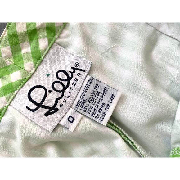 Vintage Preppy Lilly Pulitzer Green Checked Pants with Ice Cream Cones Size 0 - Picture 4 of 4